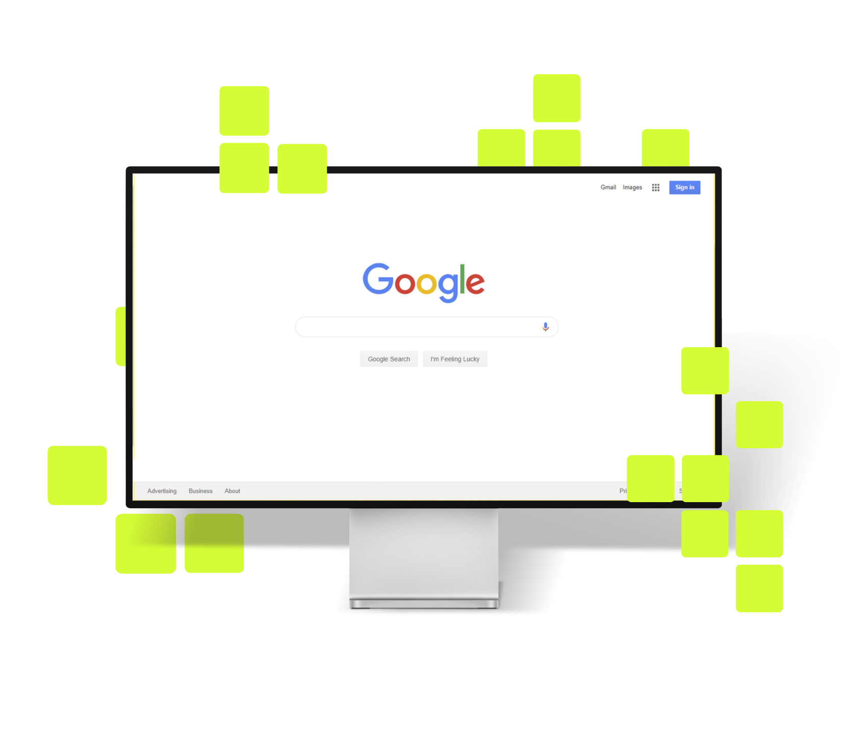 GO:DIGITAL: Mockup of Mac
 pro with google showcasing digital services offered by Go:24.