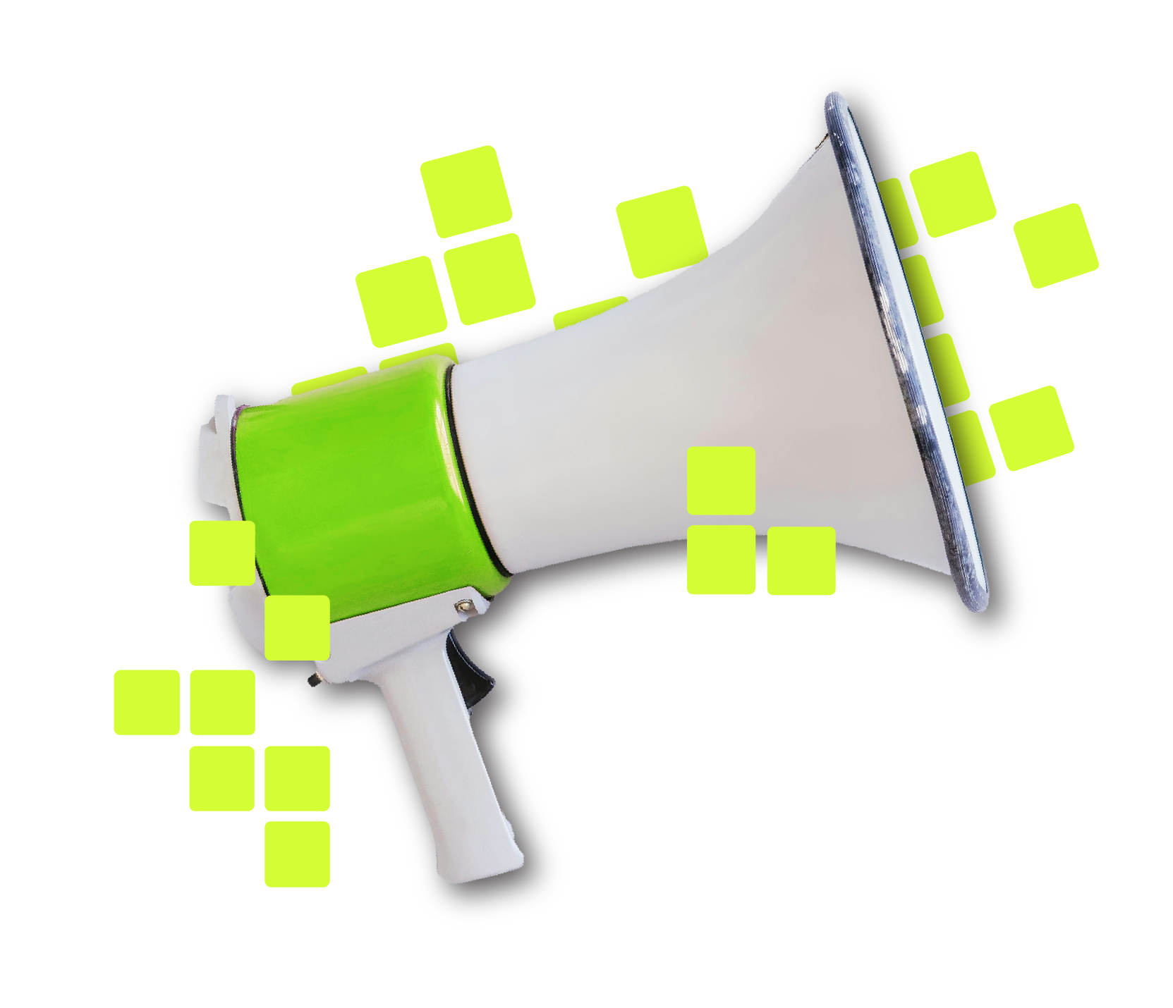 GO:PRL: Mockup of megaphone
showcasing PR services for GO:24.