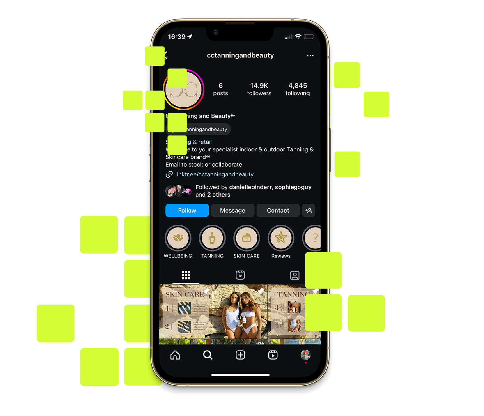 GO:SOCIAL: Mockup of phone showing social services offered by Go:24.